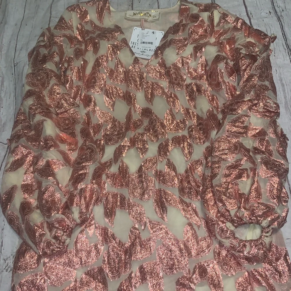 Jen’s Pirate Booty Free People Rising Star rose gold shimmer minidress XS